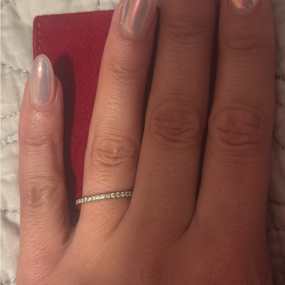 Dazzling Silver Diamond Band Ring